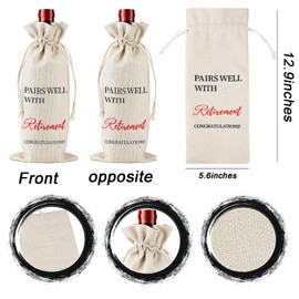 Lestp Retirement Gift Wine Bag for Women Men Pairs Well with Retirement Funny Wine Bag Happy Retirement Party Decoration Supplies Going Away Gifts Farewell Gifts for Employee Coworkers Friends Boss