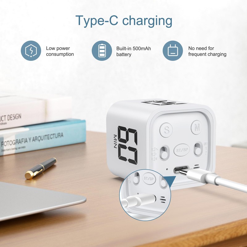 Ankilo Cube Pomodoro Timer, Digital Productivity Timer, 5/10/30/60 Minutes Rotating