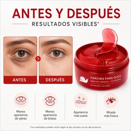 80 Parches para Ojos con Baba de Caracol Colágeno y Efecto Reafirmante 80 Parches, Efecto Reafirmante, Con Colágeno, Baba de Caracol