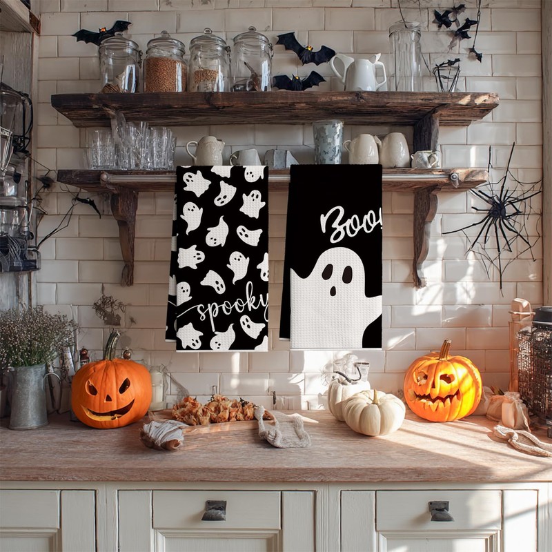 Artoid Mode Ghost Boo Spooky Halloween Kitchen Towels Dish Towels,