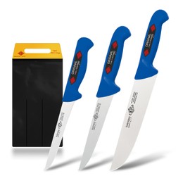 EIKASO Solingen Meat Knife/Slaughter Knife Set 3-Piece for Professionals and Private Use (Blue), Made In Germany