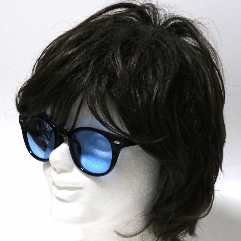 [FashionBerry] ブラック×Lブルー サングラス 度なしメガネ ファッションメガネ 色付き おしゃれ眼鏡 めがね 眼鏡 メンズ