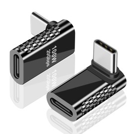 Duttek 90 Degree USB C Adapter (2 Pieces), USBC 3.2, 20 GBps 100 W USB C Male to Female Supports 8K Audio/Video, USB C Extender Compatible with Mobile Phones, Tablets, Laptops, MacBook and Other Type