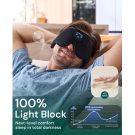 ANRUOLA- Máscara para dormir 3D con auriculares Bluetooth 5.4 para quienes duermen de lado, antifaz inalámbrico con altavoces estéreo, auriculares inalámbricos para dormir, regalo para mujeres y hombr