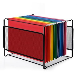 Comix Organizador de archivos colgante, organizador de carpetas de archivos de tamaño carta con malla de metal, caja de almacenamiento de carpetas de 