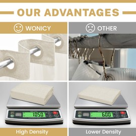 WONICY Extra Long No Hook Shower Curtain with Snap in Liner, Polyester Textured Shower Curtain with Liner Set, Waterproof Washable Hotel Style Shower Curtains for Bathroom, 71Wx86H, Cream