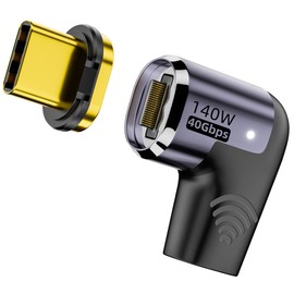 MUXER Magnetic USB C Converter Adapter, Right Angle [USB 3.1 40Gbps High Speed Data Transfer/140W PD Rapid Charge/8K 60Hz HD Video Signal Transmission] L-Shaped Type C Converter Adapter Male Female