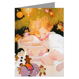 Vintage Girl Dreaming of Sugar Plums and Fairies Christmas Holiday Greeting Card Set