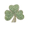 Faship Green Crystal Shamrock Clover 3 Leaf Pin Brooch St.