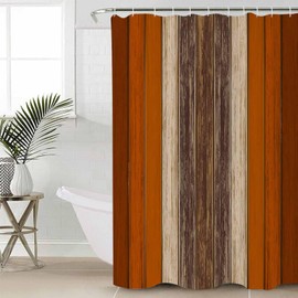 Huotupsine Farmhouse Burnt Orange Brown Shower Curtain Set - Extra Long 72" x 96" Washable Bathtub Curtain with 12 Hooks, Vintage Country Wooden Waterproof Fabric Stall Shower Curtains for Bathroom