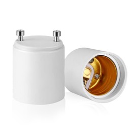 2 Pack Light Bulb Adapter - GU24 to E26 Light Bulb Socket Adapter 250℃ Heat-Resistant E26 Socket Adapter Light Bulb Socket Converter (Max 150W, 60-250V)