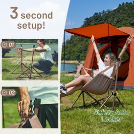 TIMBER RIDGE Hammock Camping Chair with Adjustable Backrest, Heavy Duty Folding Hammock Chair Supports 300lbs, Portable Hammock Chair for Camping, Travelling and Patio, Tan 2 Pack