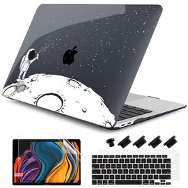 DONGKE Compatible with MacBook Air 13 inch Case 2021 2020 2019 2018 Release A2337 M1 A2179 A1932 with Retina Display & Touch ID, Plastic Hard Shell & Keyboard Cover - Astronaut