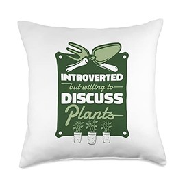 Raised Bed Gardening Tool Set Gifts For Beginners Introverted But Willing to Discuss Plants Ideas Gardening Throw Pillow, 18x18, Multicolor