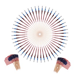 IWOWHERO 200pcs National Flag Cocktail Picks of July Cupcake and Fruit Skewers for Themed Parties Safe Wood Decorative Toothpicks Unique Party Supplies
