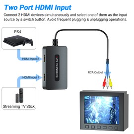 Sedytetoc 2 x HDMI to RCA Converter, Dual Port HDMI to AV for HDMI Devices to Display on Old TVs, Two HDMI in to Composite CVBS Converter