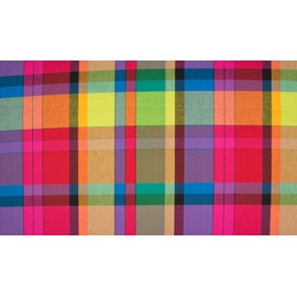 CRS Fur Fabrics 5056653809472 Cotton Fabric, 100% Poplin, Tartan, Madras, Chequered, Rainbow, 005, 1 m, 145 x 100 cm, Cotton, Rainbow, 1MTR 145 cm x 100 cm