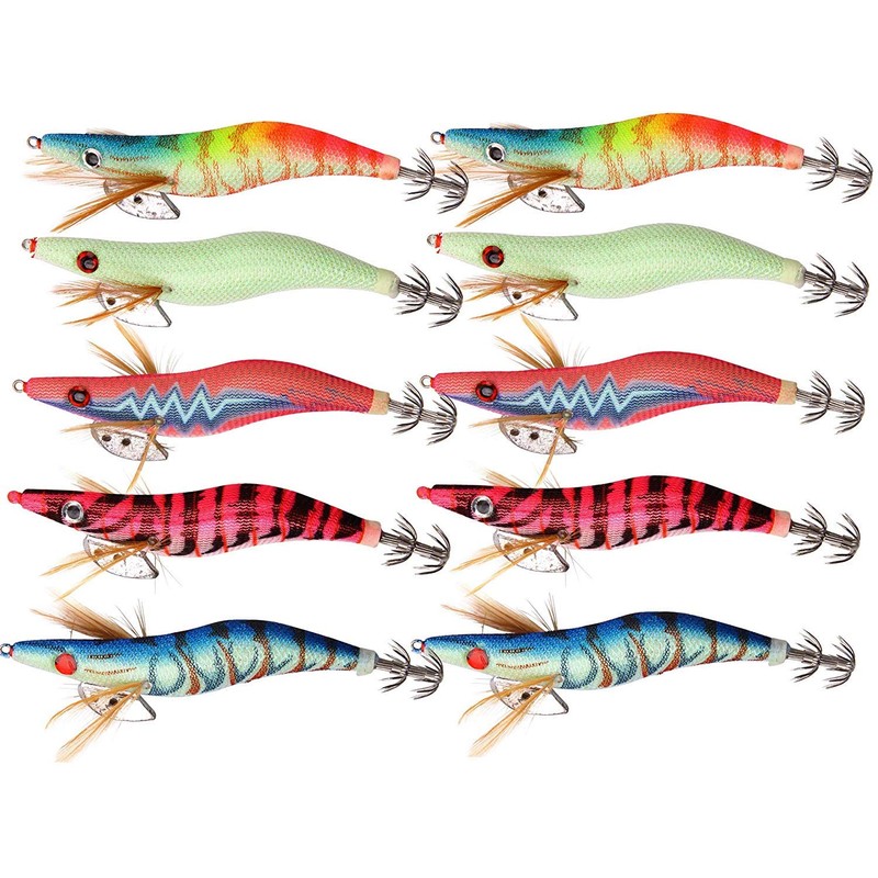 10pcs Wrapped Prawn Lure Octopus Shrimps Fishing Squid Jig Lures