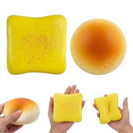 Juego de 2 panes, mantequilla con diseño realista de mantequilla y tostadas para una experiencia relajante y divertida táctil, pan de rebote gradual para decoración diaria de computadora y