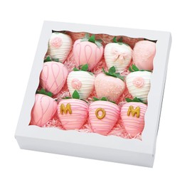 JOHOPACK 50pcs 8x8x2 Inch White Bakery Boxes, Pie Boxes Cookie Boxes with window Chocolate Covered Strawberries Boxes for Christmas Valentine's Mother's Day