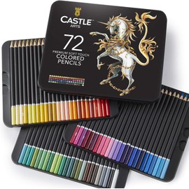 Castle Art Supplies Set - 72 Coloured Pencils Set for Adult or Kids Colouring Books - Soft Series - Vibrant Colours