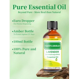 FORSYLVANEST Lavender Essential Oil 3.38FL OZ/100ml, 100% Pure and Natural Lavender Oil for Skin, Hair, Massage, Aromatherapy & Candle Making Scent