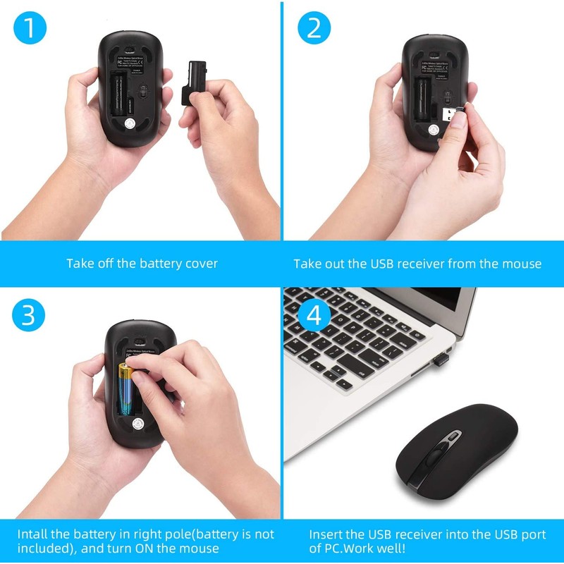 Wireless Mouse, 2.4G Slim Portable Wireless Mouse for Laptop Silent