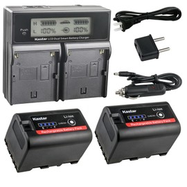 Kastar 2-Pack Battery and AC LCD Dual Fast Charger Compatible with Sony BP-U30 BP-U35 BP-U60 BP-U60T BP-U66 BP-U65 BP-U68 BP-U70 BP-U90 BP-U95 BP-U96 BP-U98 Battery, Sony BC-U1 BC-U2 BC-CU1 Charger