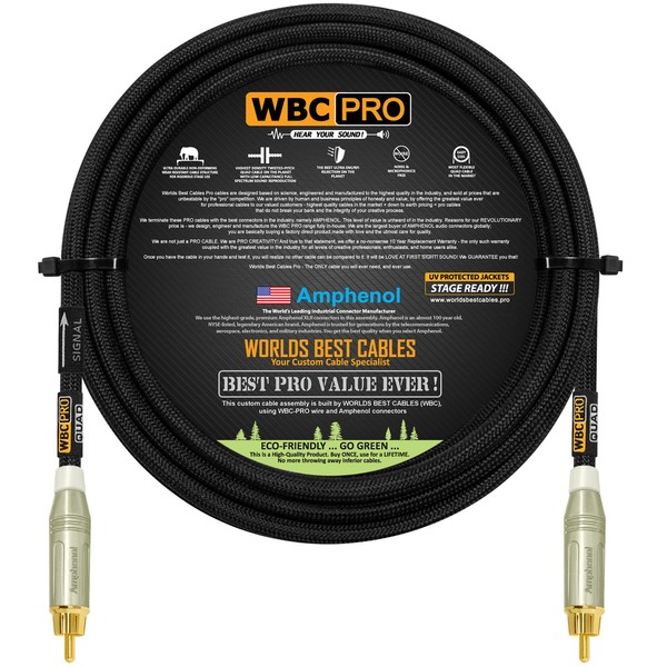 12 Foot - WBC-PRO-Quad Ultra-Silent, Ultra-Flexible, Star-Quad Center-Channel, Subwoofer Cable