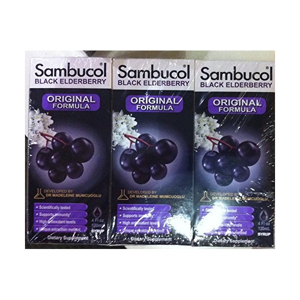 Sambucol Black Elderberry Original Formula 4 Oz (Pack of 3)