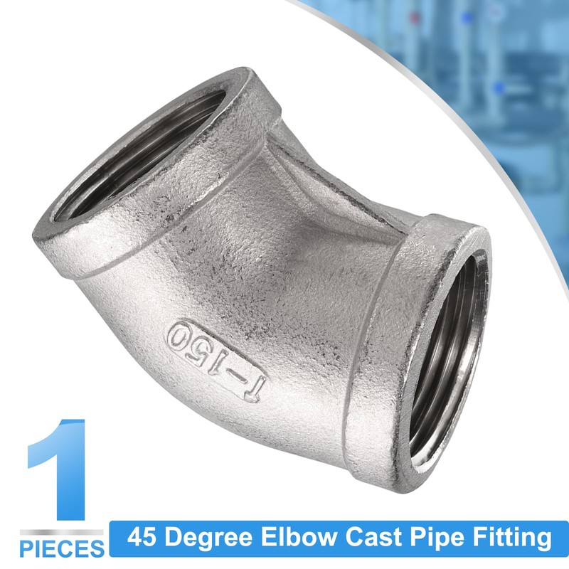 sourcing map 2pcs 45 Degree Elbow Cast Pipe Fitting 1"