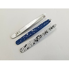 Fish Bone Tweezers, Stainless Steel Flat and Slant Tweezers Pliers Remover Tool (4.6") (Black)