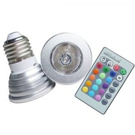 Foco Led Rgb 16 Colores 3w Base E27 Control Remoto