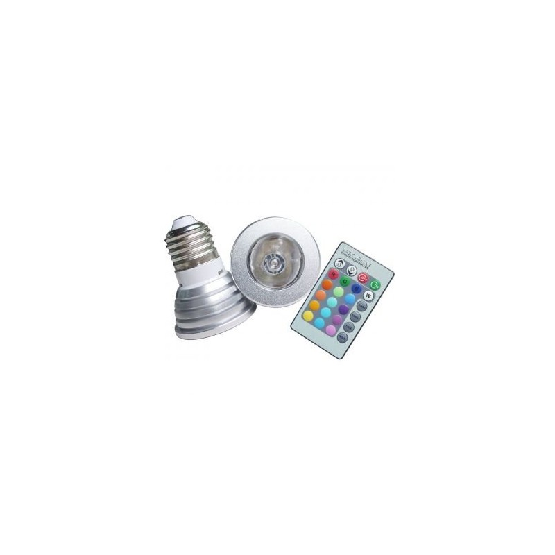 Foco Led Rgb 16 Colores 3w Base E27 Control Remoto