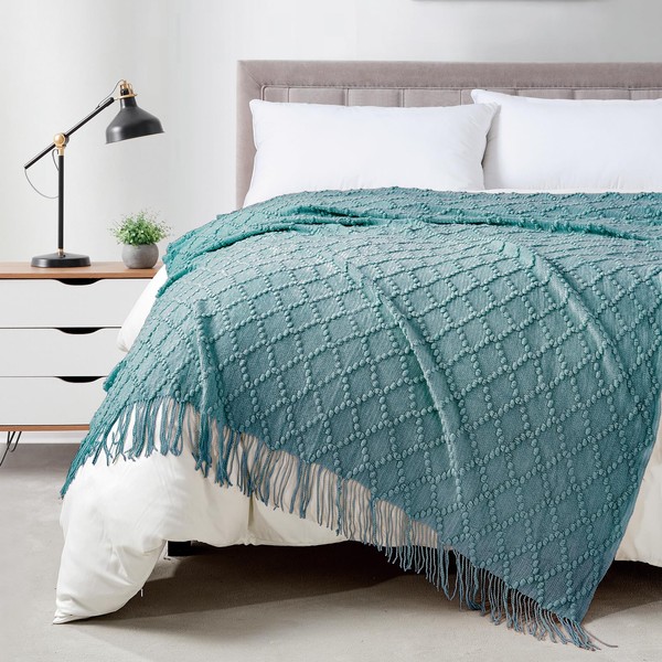 BOURINA Throw Blanket Textured Solid Soft Throws and Blankets for