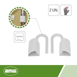 Amig - Pack of 2 Door Stops for Hinge Hanging - Locks the Door and Prevents Unexpected Closing | Includes Stick On Bracket to Hold the Hinge Lock When Not in Use | White