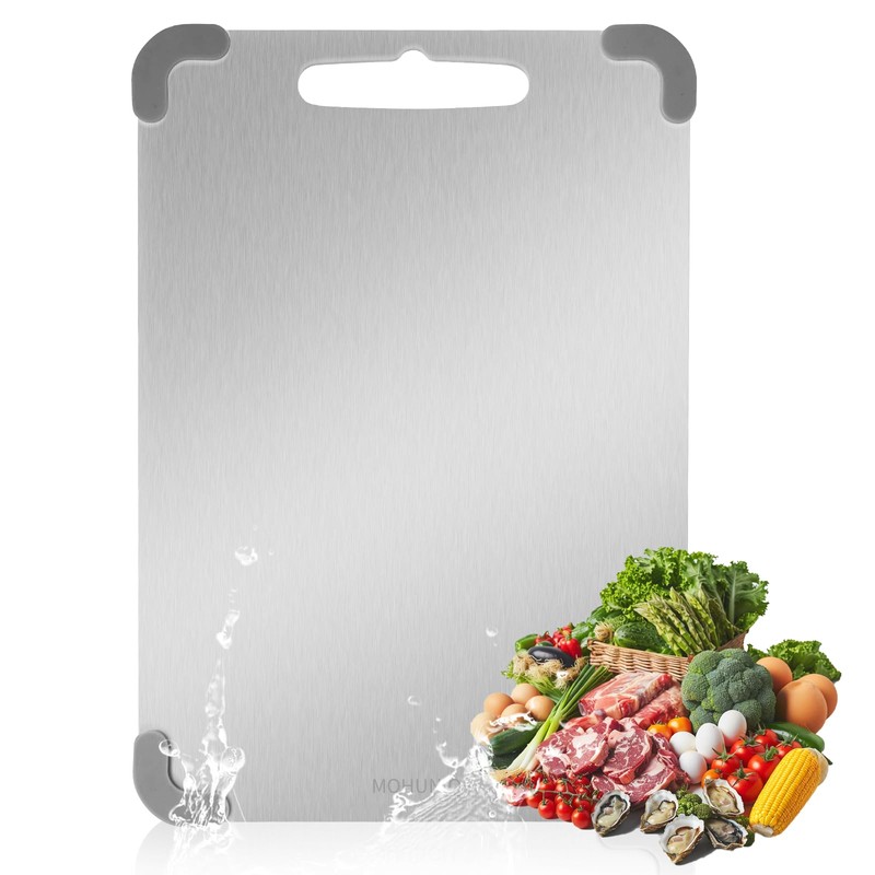 MOHUNIQ Stainless Steel Cutting Boards for Kitchen, Dishwasher Safe Steel