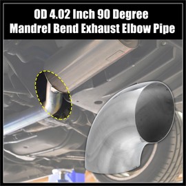 Hihaha 2pcs OD 4 Inch 90 Degree Mandrel Bend Elbow SS304 Stainless Steel Bend Tube Exhaust Elbow Pipe for Car Modified Exhaust System 4" Piping Silver Tone Durable Material