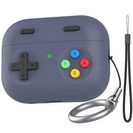 Delidigi Silikon Hülle Kompatibel mit Airpods Pro 2 Hülle Case 2022/2023 (USB C), Klassische Handheld Game Console Design Schutzhülle, Front LED Sichtbar (Mitternachts Blau)