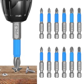 ANBOO 12-Piece Magnetic Phillips Pozidriv Screwdriver Bit Set, PH/PZ Bits 1/4 Inch 50 mm Hexagonal Shank Screwdriver Drill Bit, Accessories Drill and Screwdriver Length