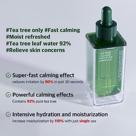 MEDIHEAL Teatree - Ampolla hidratante calmante (1.7 onzas líquidas, 1 paquete) – Calmante rápido e hidratación profunda con agua de hoja de teatree al