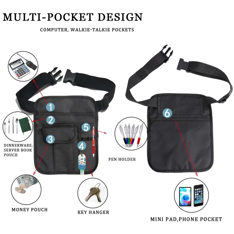 Ulifebetter Server Waist Pouch, Server Apron Accessories Bag, Server Pouch