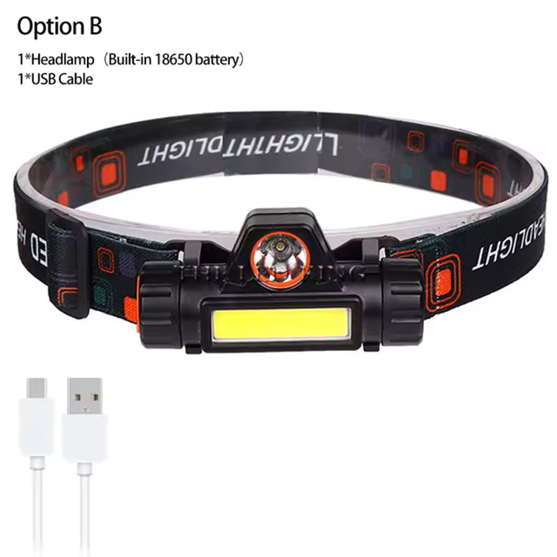 Q5 + COB LED Headlamp with Dual-Beam Lighting, Adjustable Tilt