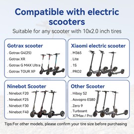 SHIQINHA 10x2 Electric Scooter Tire & Inner Tube Compatible with GOTRAX G4 GMAX/ULTRA TOUR XP, 10x2.0 54-152 10" E-scooter Tire Replacement for Hoverboard Self-balancing with Tire Repair Kit