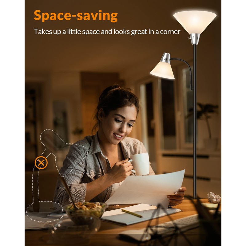 LEPOWER Floor Lamp, Standing Lamp Replaceable 3000K Energy-Saving, Lamp for