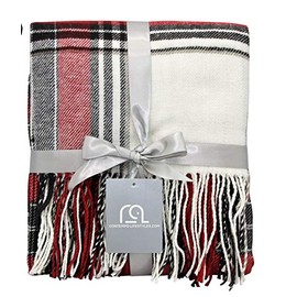 Plaid Throw Blanket 50 x 60 Inch Decorative Classic Blanket â Comfortable and Ultra-Soft â Ideal for Living Room, Couch, Travelling (50"x60", Ivory Multi)