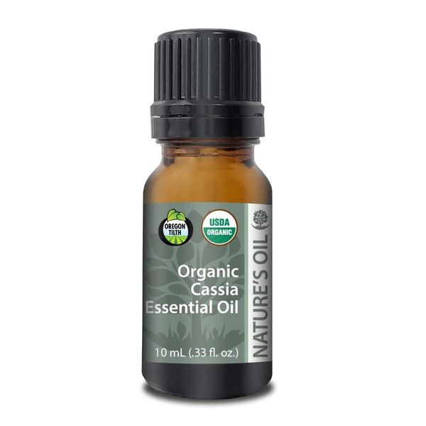 Nature's Oil 10ml Certified Organic Cassia Essential Oil, Pure Therapeutic Grade