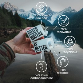 Boxed Water 8.5 oz. (24 Pack) – Purified Drinking Water in 92% Plant-Based Boxes, 100% Recyclable, BPA-Free, Refillable Cartons, Sustainable Alternative to Plastic Bottled Water, Mini Water for Kids