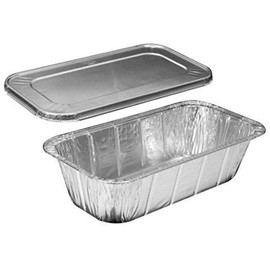 Kingzak Disposable 5 lb Aluminum Loaf Pan with Aluminum Lid | Pack of 5