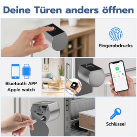 Eseesmart Fingerprint Door Lock, Electronic Door Lock Cylinder 60 mm (30/30), Fingerprint Door Opener with Bluetooth App 2 Keys